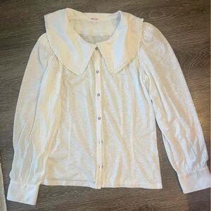 100% Cotton Goldie Button-Up Blouse with Oversized Collar